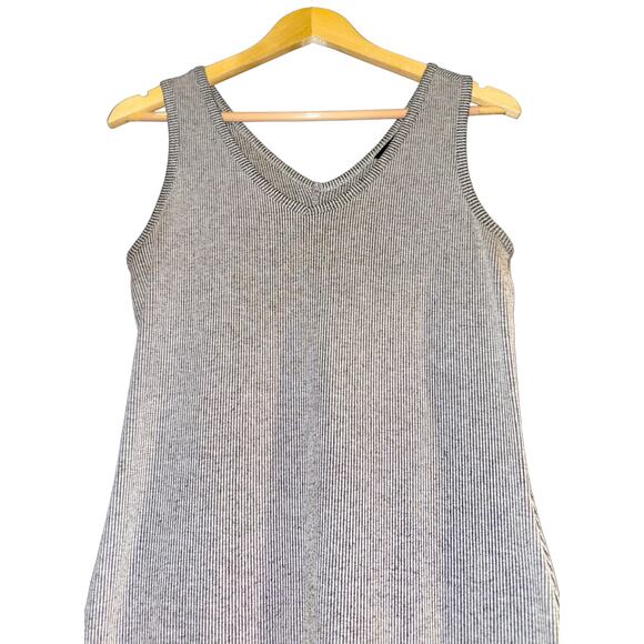 Vintage Mossimo Ribbed Sleeveless Dress Medium Gray Y2K 90s V Neck Workwear - Picture 2 of 7